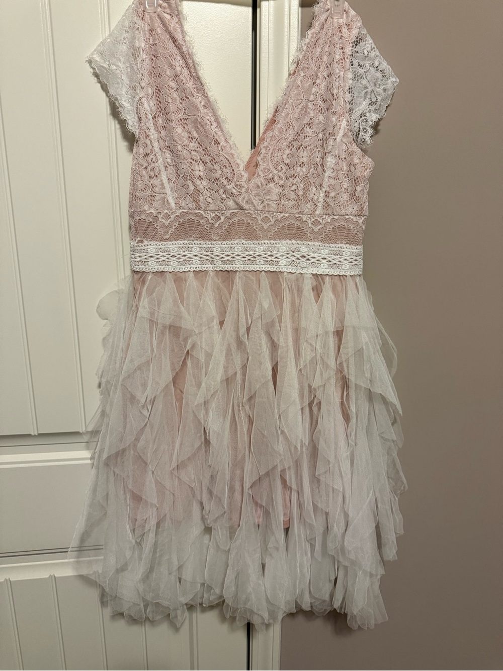 SHEIN Pink and White Lace Tulle Party Dress - Picture 2 of 2